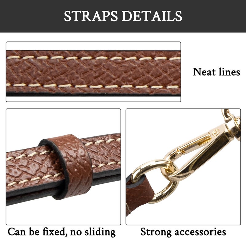 SOPROM Crossbody Strap for Longchamp Mini Bag, Strap Kit for Long Champ Le Pliage(Width:11mm,Color:Brown&Gold) - Image 5